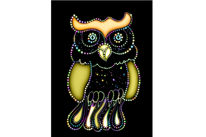 the-image-of-a-bright-glowing-owl-on-a-black-background-the-archive-contains-6-jpeg-files-300-dpi