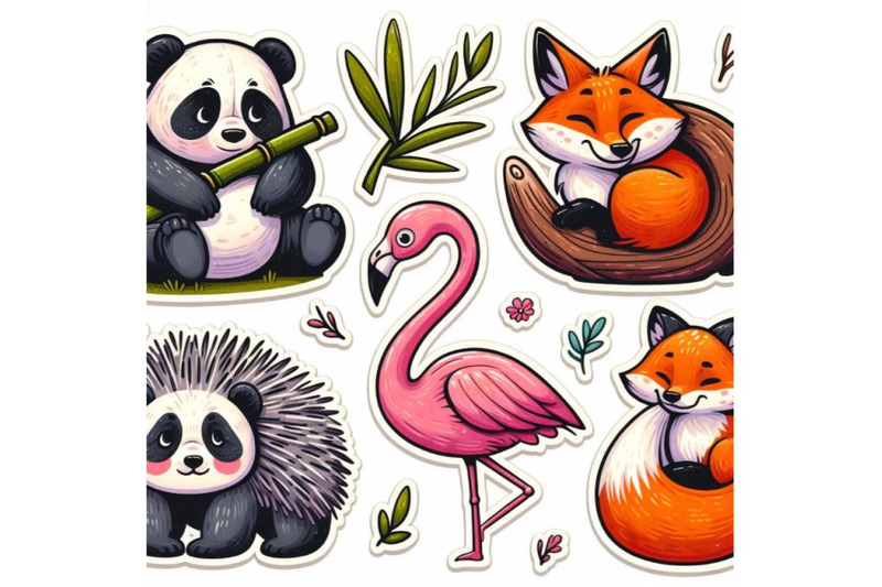 12-cute-animal-sticset