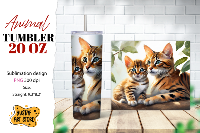 animal-tumbler-sublimation-mom-and-baby-cat-tumbler-wrap
