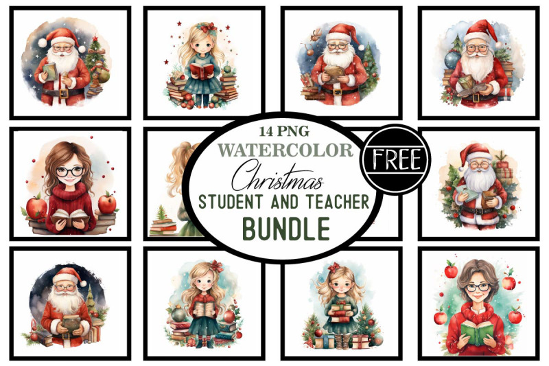 christmas-teacher-and-student-watercolor-bundle