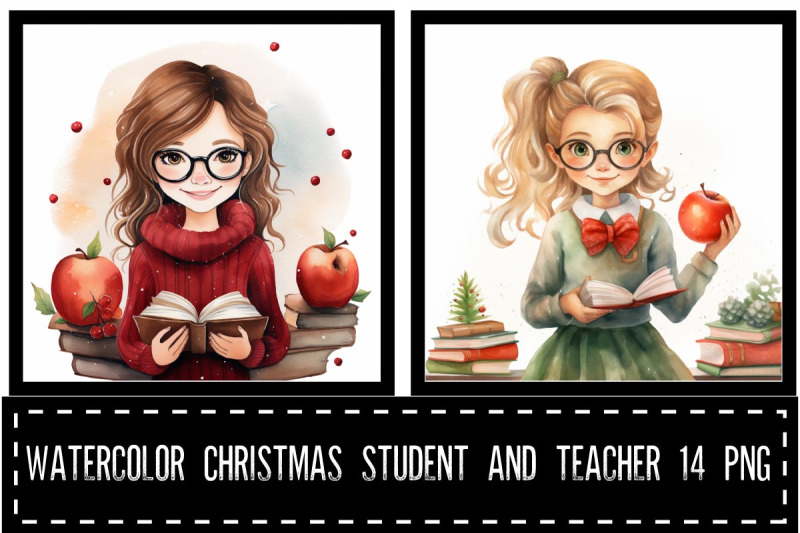 christmas-teacher-and-student-watercolor-bundle