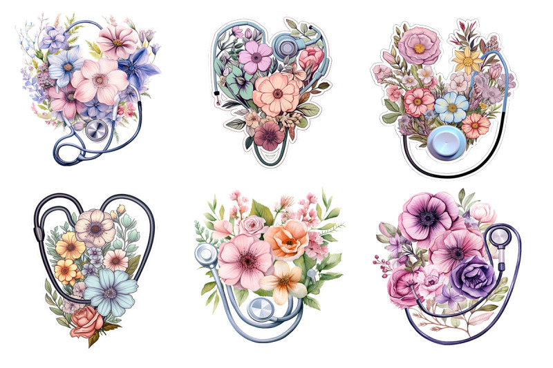 doctor-039-s-stethoscope-with-peonies-clipart-bundle