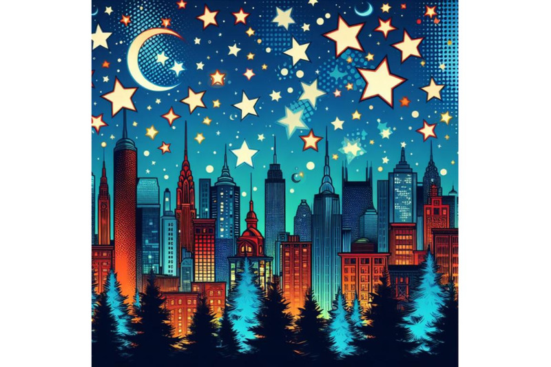 12-night-stars-holiday-blue-pop-art-set