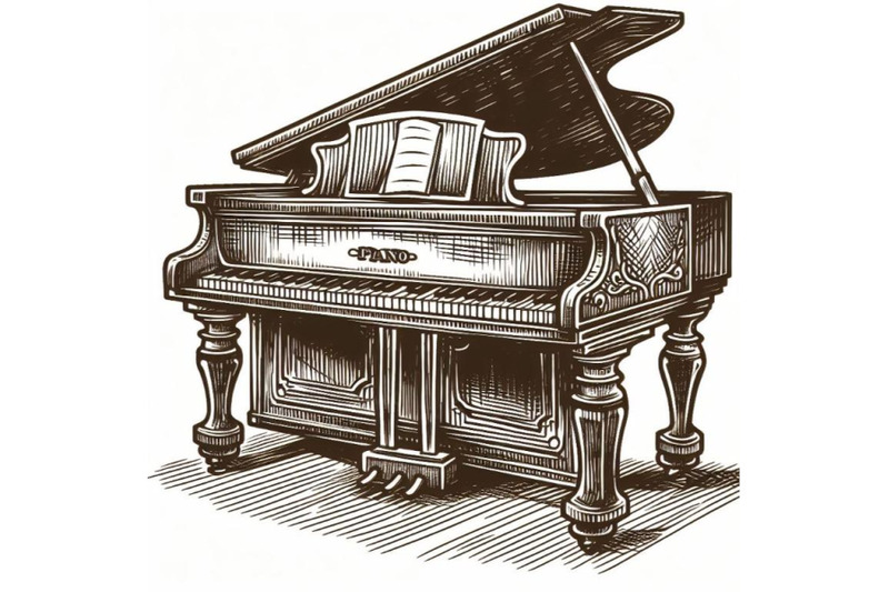 12-piano-sketch-doodle-sset