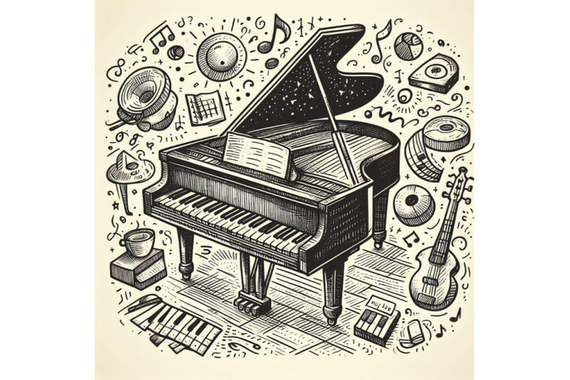 12-piano-sketch-doodlbundle