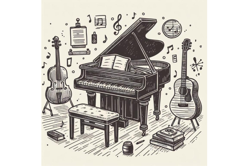 12-piano-sketch-doodlbundle