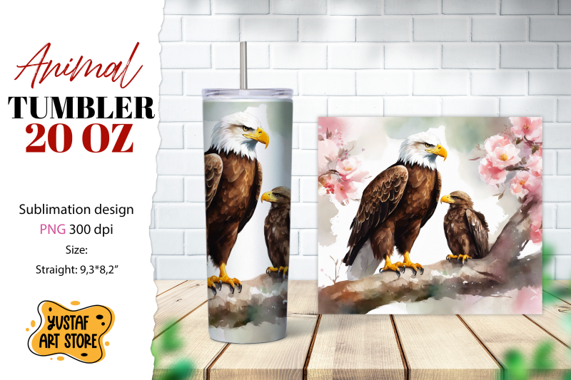 animal-tumbler-sublimation-mom-and-baby-eagle-tumbler-wrap