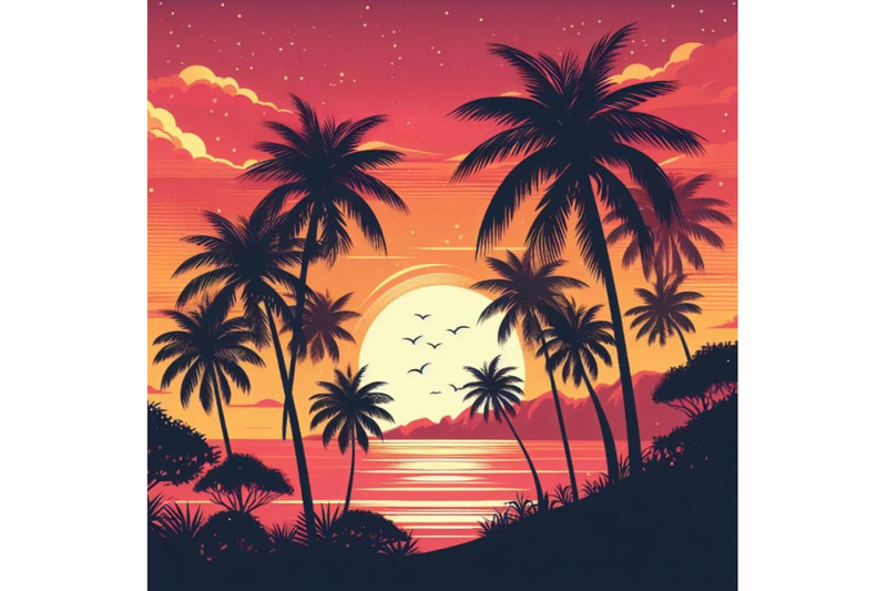 8-tropical-palm-trees-silhouettes-set