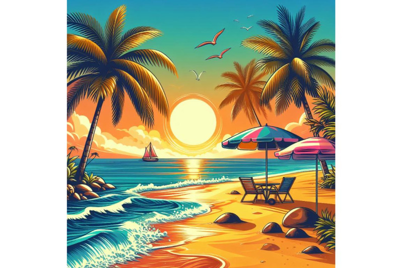 8-summer-sunset-beach-beach-vect-bundle