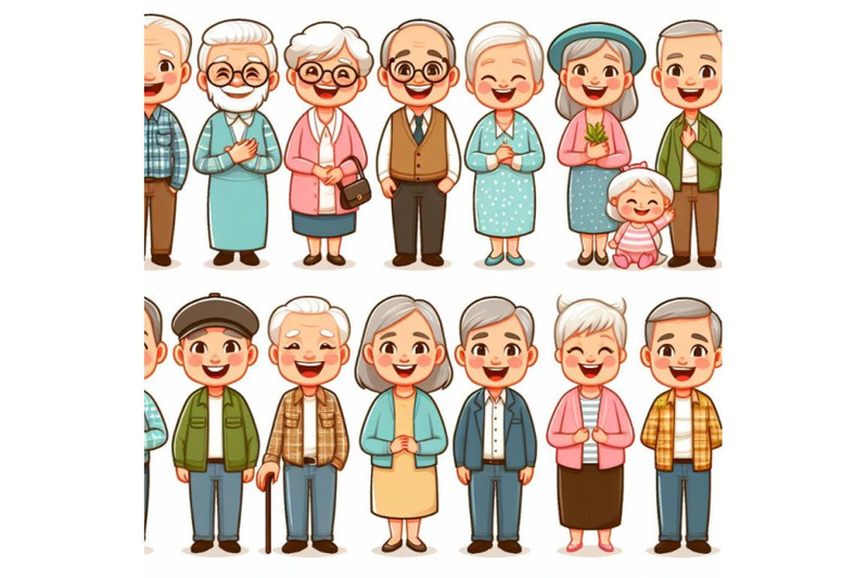 old-senior-people-set-on-white-ba-set