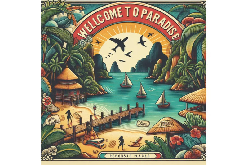 welcome-to-paradise-exotic-places-vintage-flyer-concept