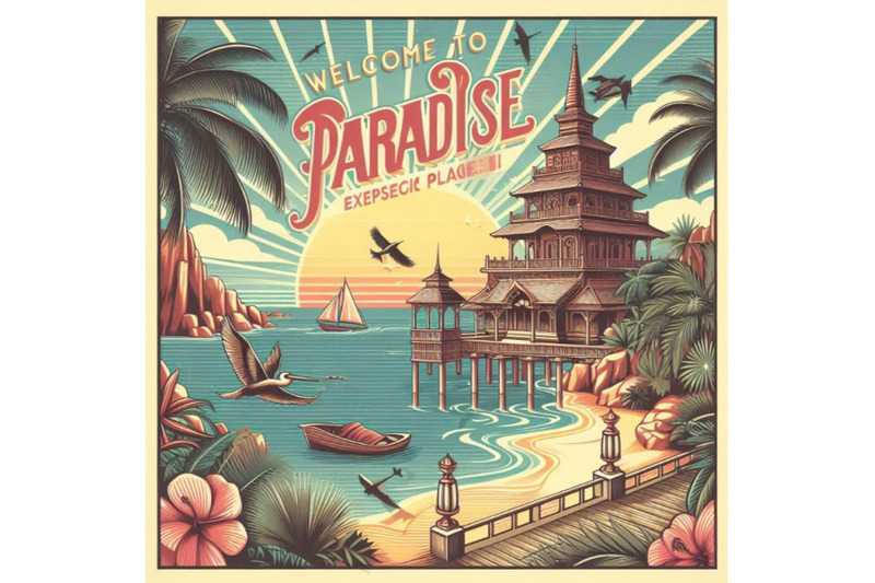 welcome-to-paradise-exotic-places-vintage-flyer-concept