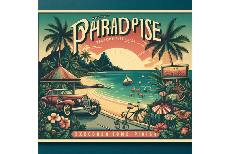 welcome-to-paradise-exotic-places-vintage-flyer-concept