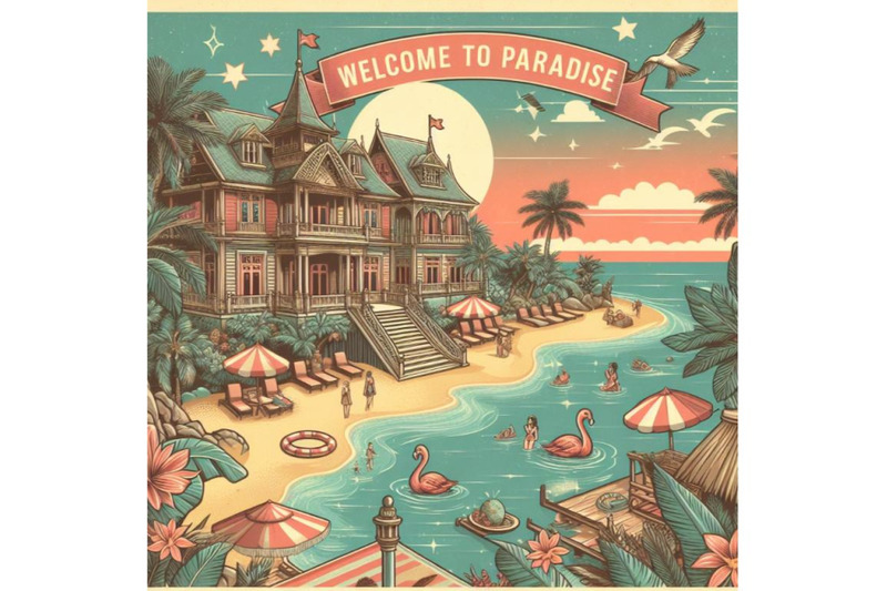 welcome-to-paradise-exotic-places-vintage-flyer-concept