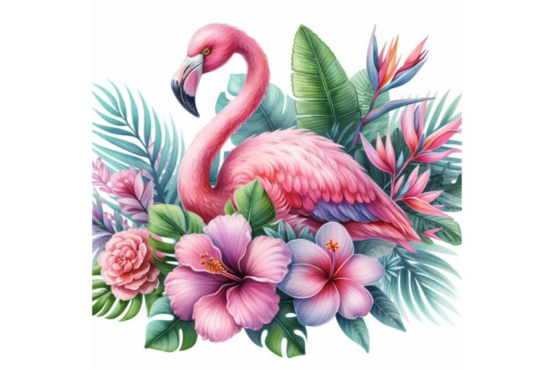 8-watercolor-pink-flamingo-and-tr-bundle