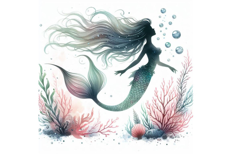 8-watercolor-mermaid-sil-bundle
