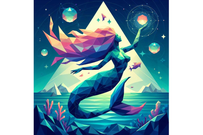 8-low-poly-mermaid-triangle-myth-bundle