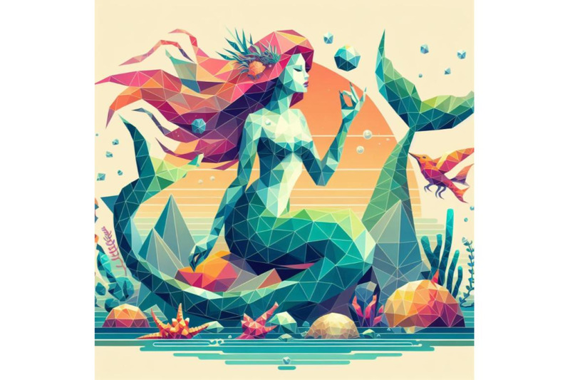 8-low-poly-mermaid-triangle-myth-bundle