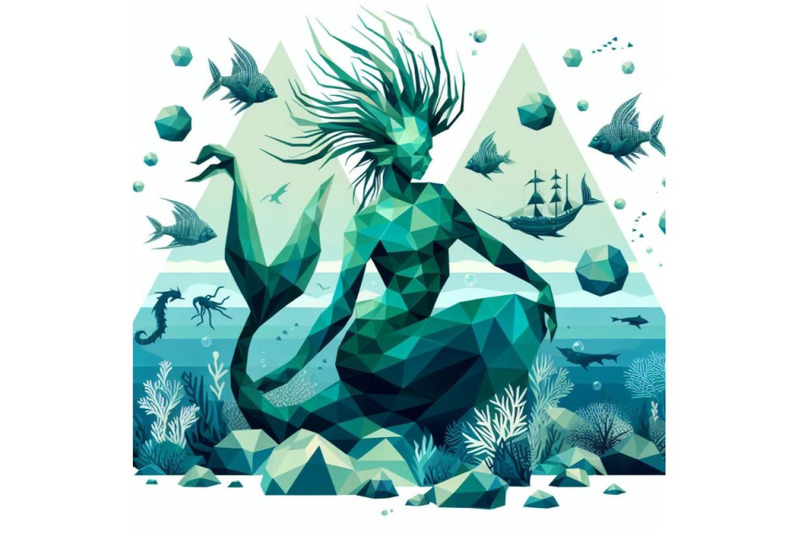 8-low-poly-mermaid-triangle-myth-bundle