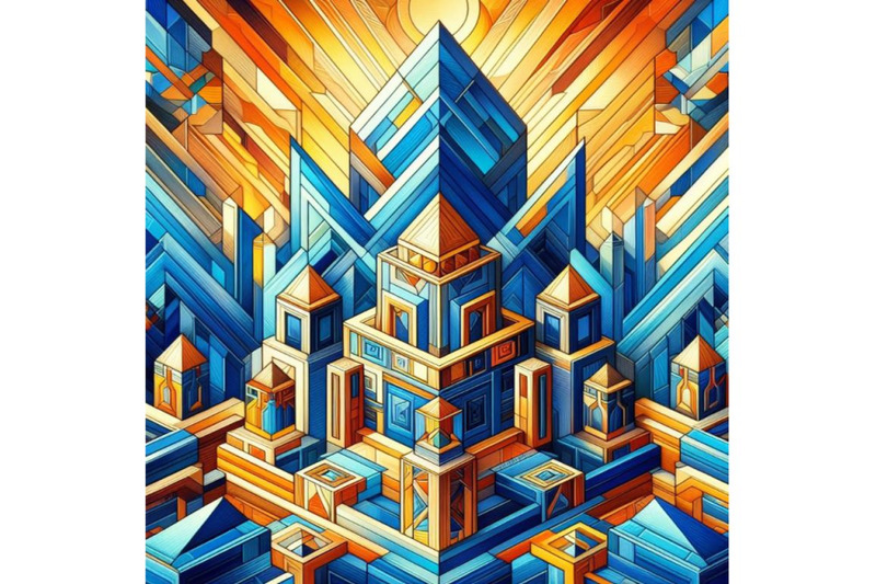 8-geometric-painting-in-blue-and-bundle