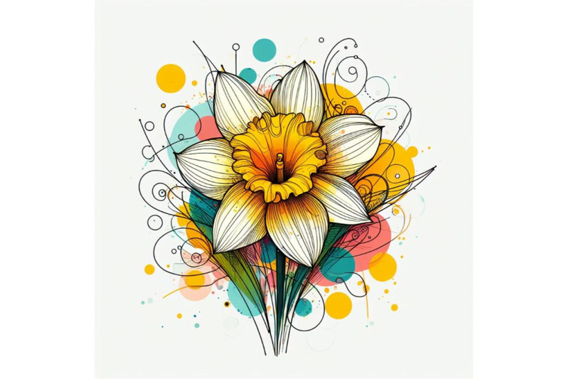 8-abstract-line-art-of-daffodil-f-bundle