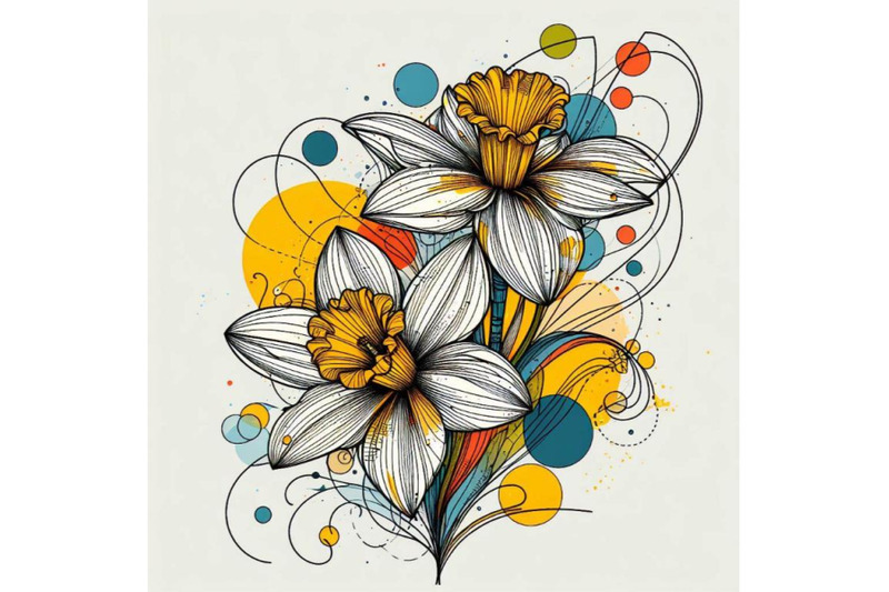 8-abstract-line-art-of-daffodil-f-bundle