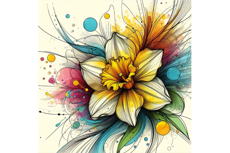 8-abstract-line-art-of-daffodil-f-bundle