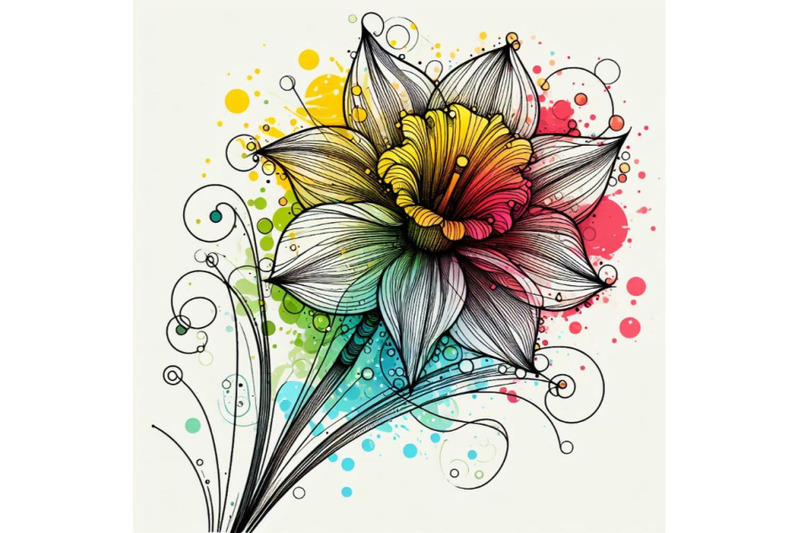 8-abstract-line-art-of-daffodil-f-bundle