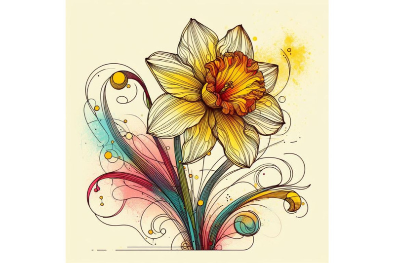 8-abstract-line-art-of-daffodil-f-bundle