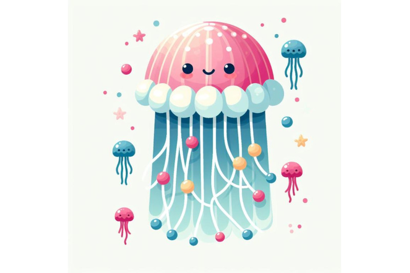 8-isolated-cute-jellyfish-paper-a-bundle