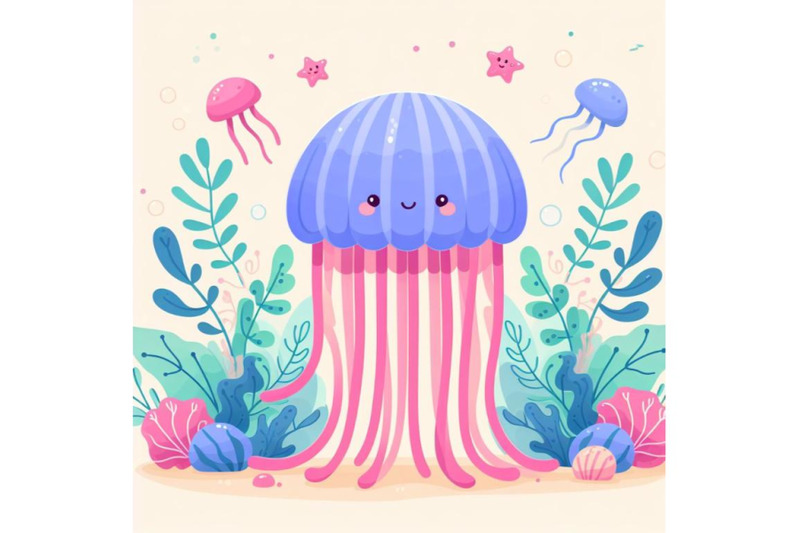 8-isolated-cute-jellyfish-paper-a-bundle