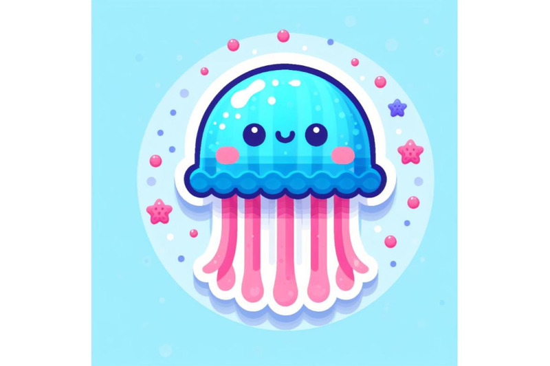 8-isolated-cute-jellyfish-paper-a-bundle