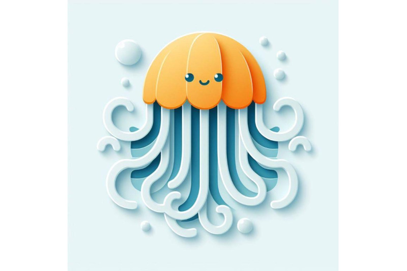 8-paper-cut-jellyfish-icon-isolat-bundle