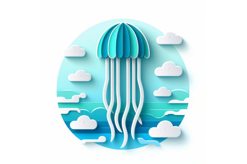 8-paper-cut-jellyfish-icon-isolat-bundle