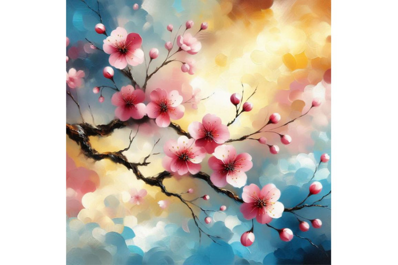 8-oil-painting-sakura-branch-on-set