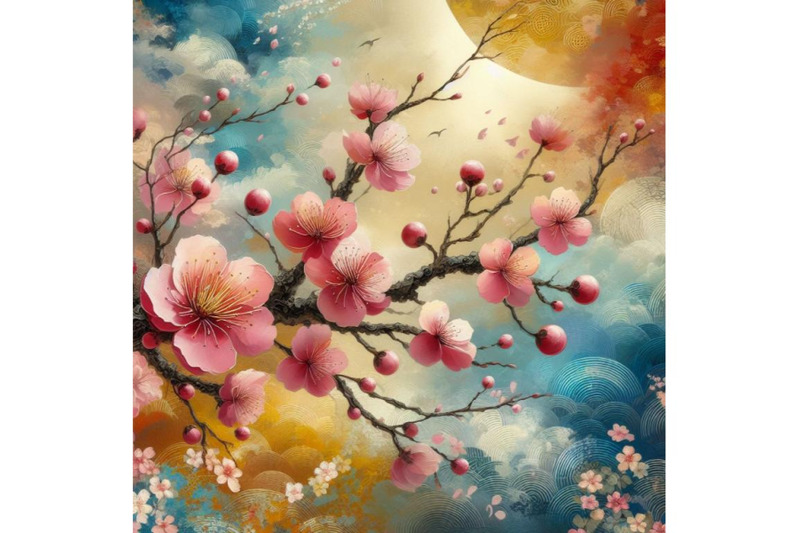 8-oil-painting-sakura-branch-on-set