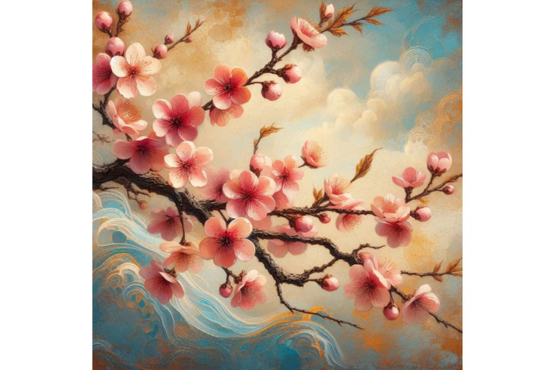 8-oil-painting-sakura-branch-on-set