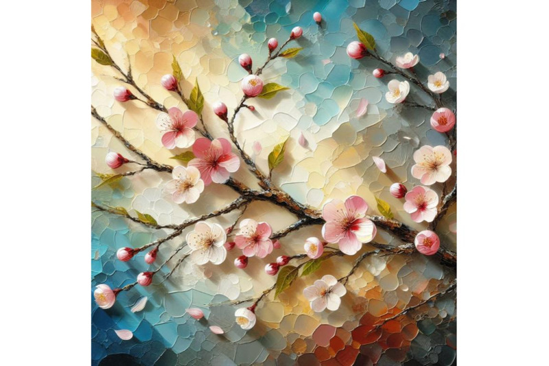 8-oil-painting-sakura-branch-on-set