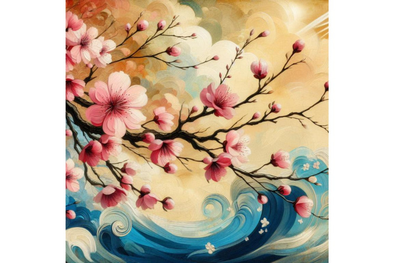 8-oil-painting-sakura-branch-on-set