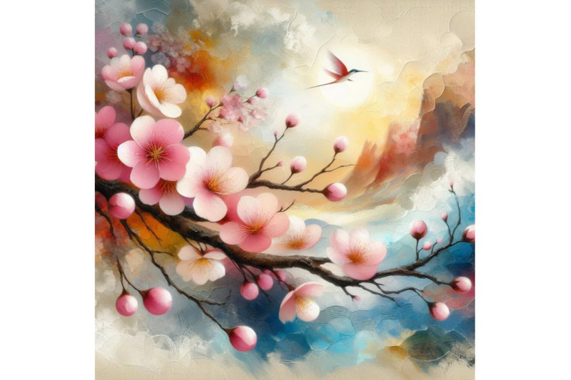 8-oil-painting-sakura-branch-on-set