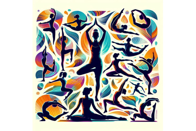 8-colorful-silhouette-yoga-bundle