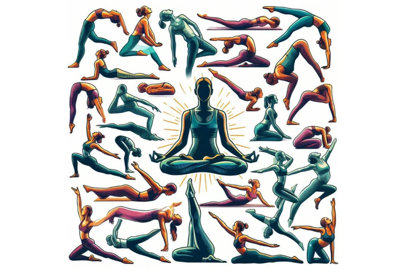 8-colorful-silhouette-yoga-bundle