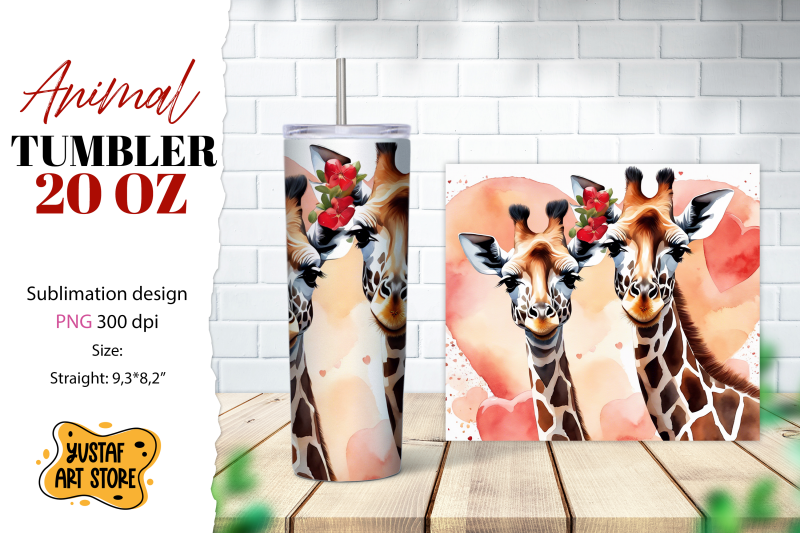 animal-tumbler-sublimation-mom-and-baby-giraffe-tumbler