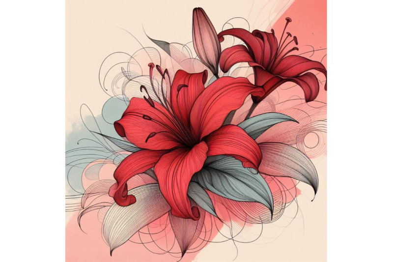 8-a-red-lily-line-art-and-pastel-bundle