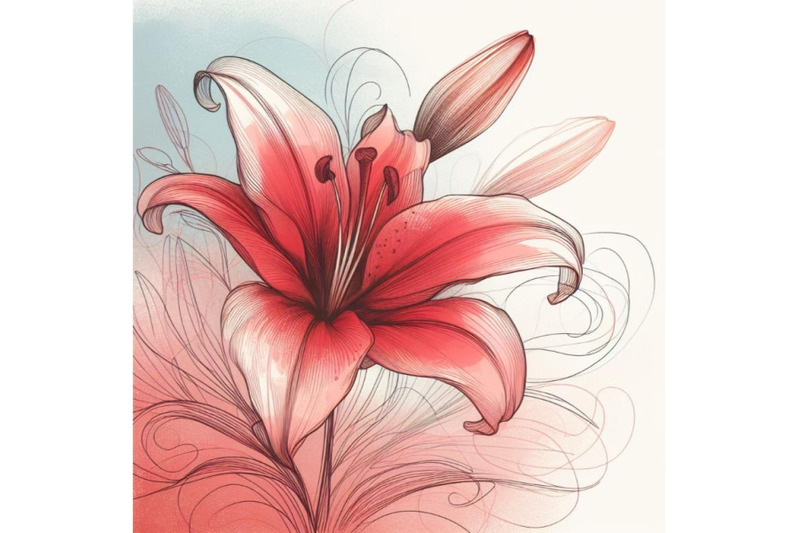 8-a-red-lily-line-art-and-pastel-bundle