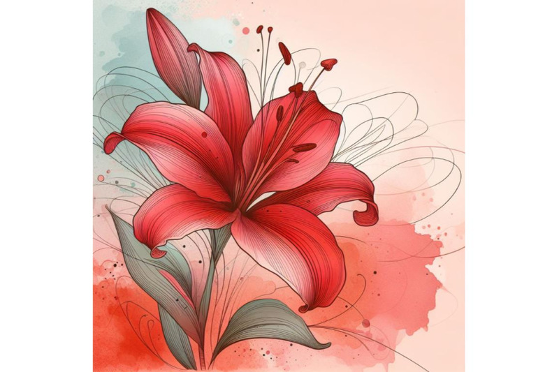 8-a-red-lily-line-art-and-pastel-bundle