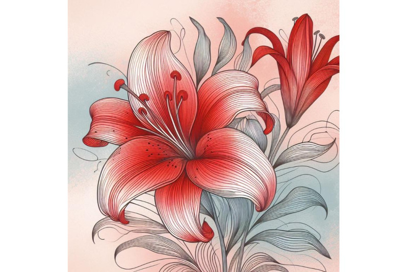 8-a-red-lily-line-art-and-pastel-bundle