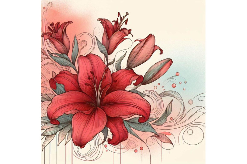 8-a-red-lily-line-art-and-pastel-bundle