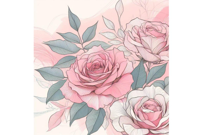 8-a-pink-rose-line-art-and-pastel-bundle