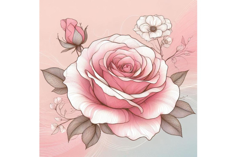 8-a-pink-rose-line-art-and-pastel-bundle